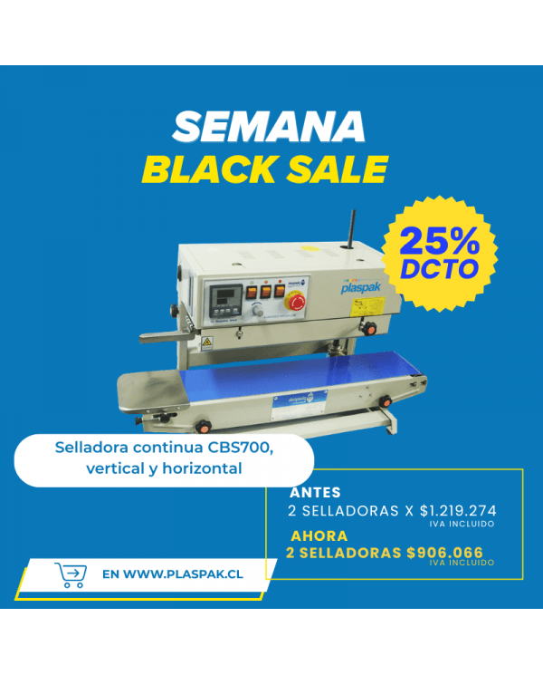 2 Selladoras continua CBS700, vertical y horizontal