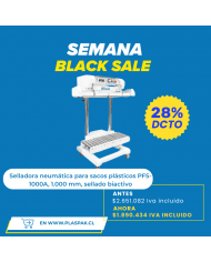 Selladora neumática para sacos plásticos PFS-1000A, 1.000 mm, sellado biactivo